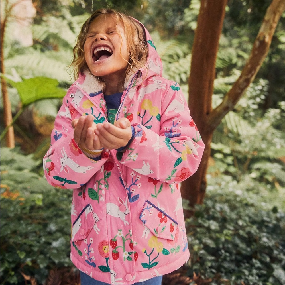 Mini Boden Girls' Sherpa Lined Bunny Anorak, Pink